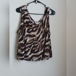 Danny & Nicole Blouse Women 18 Brown and Cream Tank Top Academia Office Church